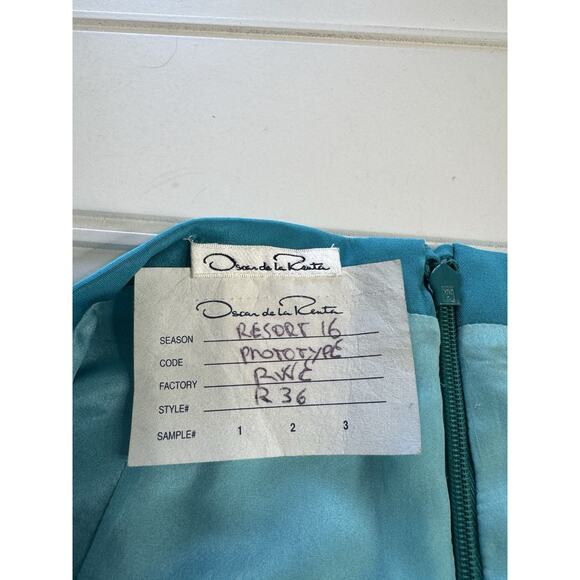 Vintage Oscar De La Renta Silk Skirt Blue Side Ruffle Pocket Rare Prototype Sz 2 - Picture 4 of 8